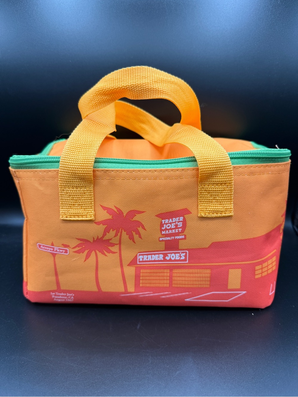 Trader Joe’s Orange Insulated Mini Cooler Green Zipper, Neon Green Inside